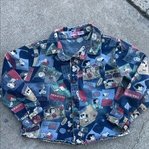 Yan Yu Yan Cartoon Snoopy Print The Peanuts Denim Jacket Sz 3/4Y